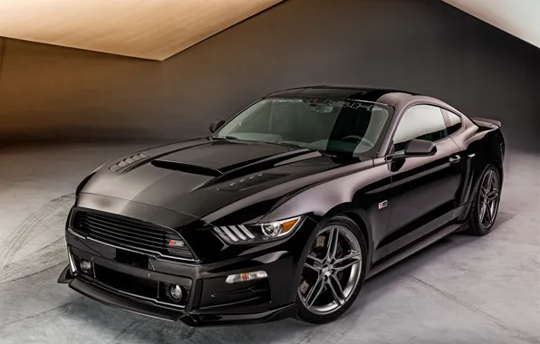 Картинка черный, Mustang, Ford, мустанг, Black, Roush, 2015, Stage 3, фрд