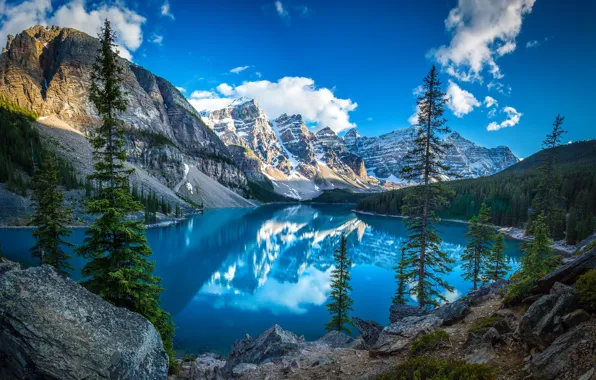 Картинка небо, горы, озеро, канада, леса