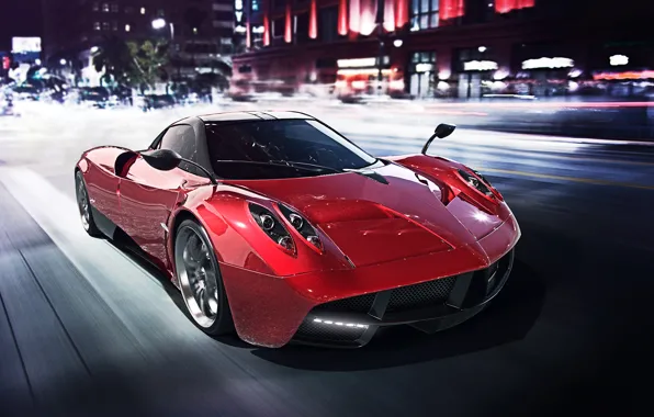 Картинка Red, Pagani, Power, Speed, Front, Road, Supercar, Huayra