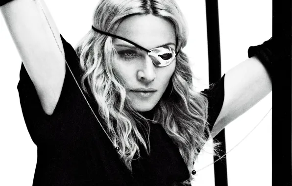 Картинка черно-белая, повязка, madonna, Мадонна