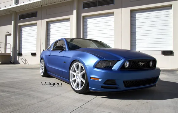 Картинка Mustang, Ford, Blue, 5.0, Matte, Silver, Wheels, VMB8, on Velgen