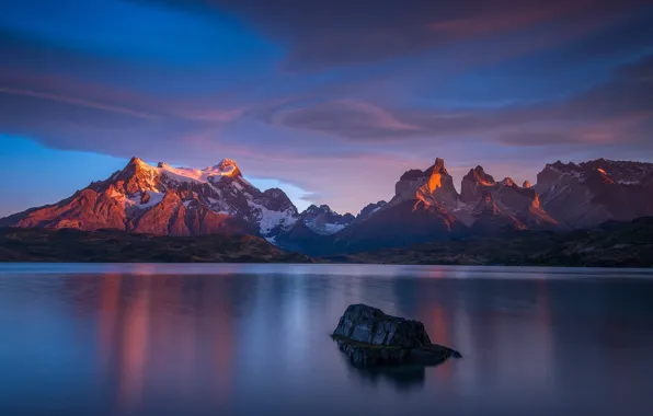 Картинка небо, горы, озеро, краски, Чили, Южная Америка, Патагония
