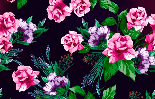 Картинка цветы, фон, розы, текстура, rose, принт, pattern, floral