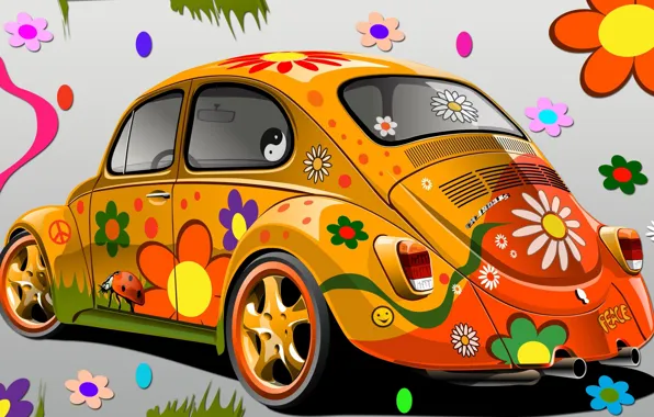Картинка цветы, мир, гламур, VW 1303, Super Beetle