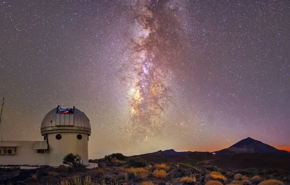 Картинка звезды, ночь, млечный путь, обсерватория, the Teide Observatory in Tenerife