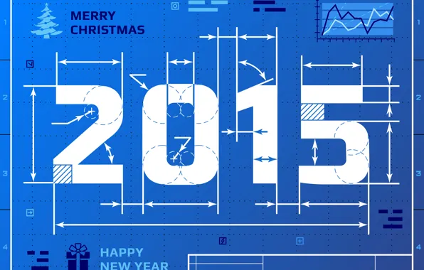 Картинка Happy New Year, Merry Christmas, 2015, Чертёж