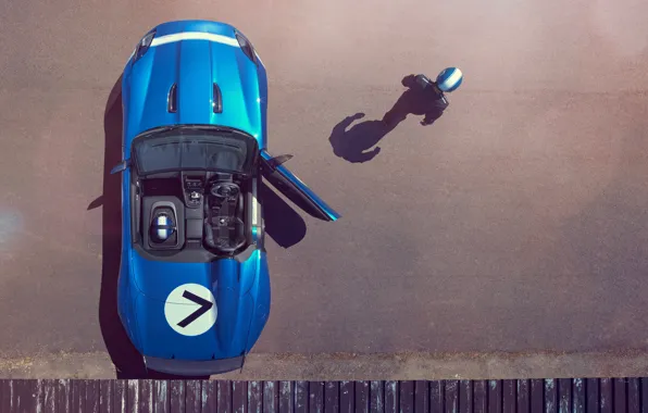 Картинка машина, Concept, синий, Jaguar, дверь, водитель, пилот, вид сверху, Project 7