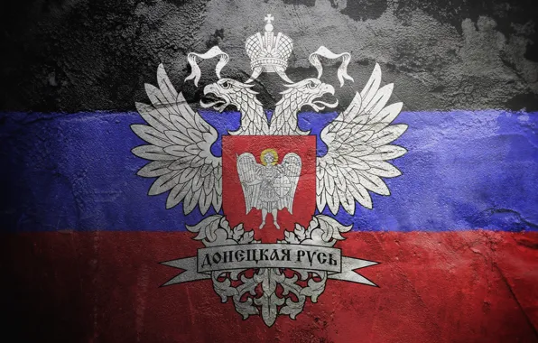Картинка стена, орел, флаг, щит, герб, Донецк, Донбасс, Донецкая республика, Юго-Восток