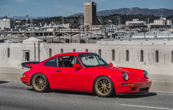 Картинка Porsche, red, 964, brige