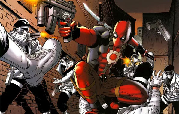 Картинка gun, marvel, comics, deadpool, heroes