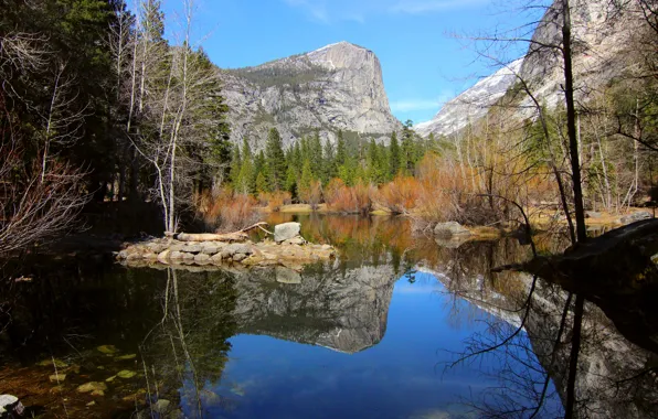 Картинка Калифорния, США, Yosemite National Park, Mirror Lake, Mariposa County