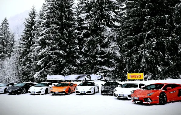 Картинка Lamborghini, Gallardo, cars, snow, Aventador, mix