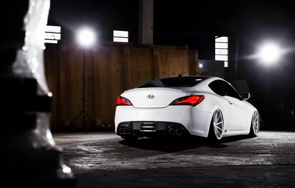 Картинка white, wheels, Hyundai, rear, vossen, Genesis, 3.8