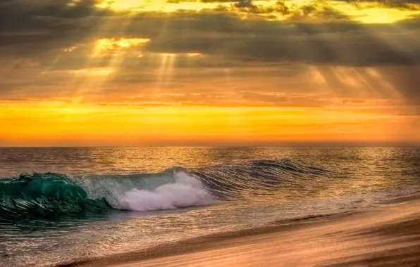 Картинка море, волны, вода, закат, природа, океан, sky, sea, ocean, nature, sunset, water, wave