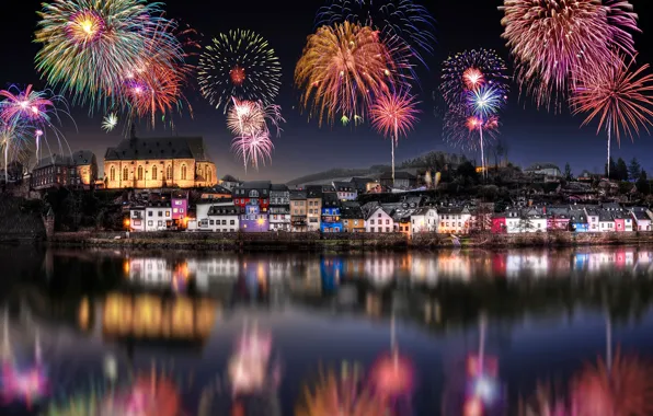 Картинка праздник, Германия, Новый год, fireworks, Саарбург