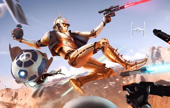 Картинка дроиды, Star Wars, Звёздные войны, фан-арт, R2-D2, C-3PO, Carlos Villa