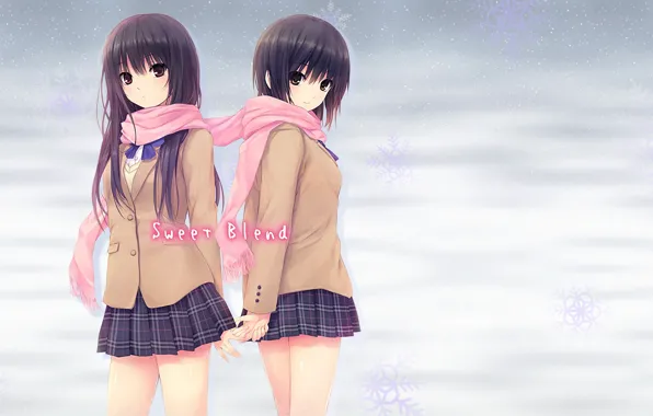 Картинка зима, девушки, шарф, униформа, Coffee Kizoku, Shiramine Rika
