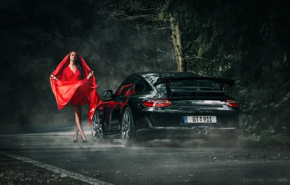 Картинка 911, Porsche, Dark, Red, Beautiful, Model, GT3, Anne Fritzsche