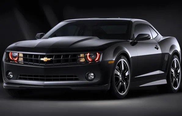 Картинка черный, Chevrolet, Camaro, мускул-кар