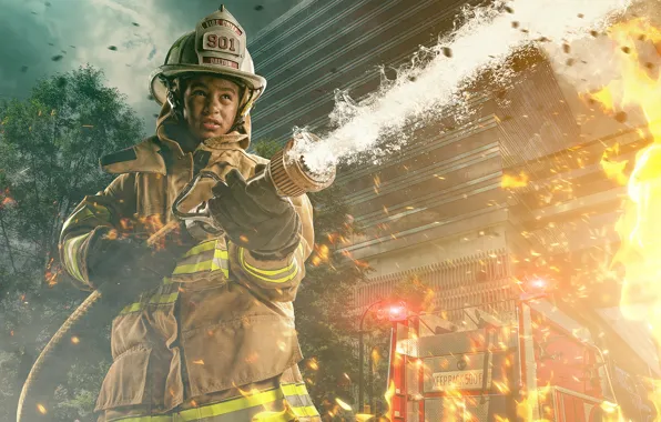 Картинка огонь, пожарный, firefighter