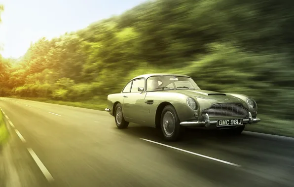 Картинка дорога, Aston Martin, скорость, размытие