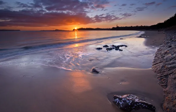 Картинка пляж, закат, новая зеландия, auckland