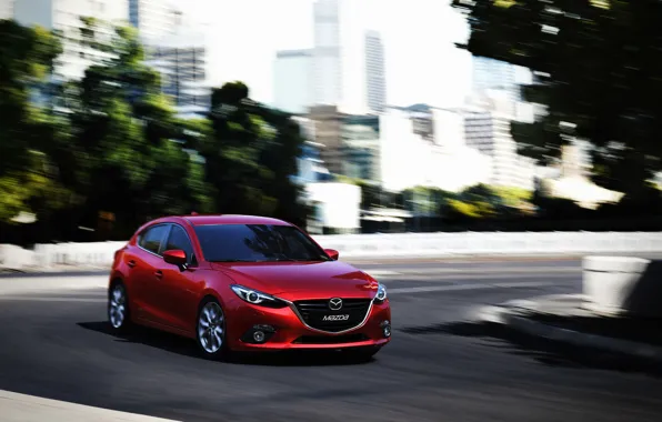 Картинка Red, Car, Speed, Mazda 3, Wallpapers, New, 2013