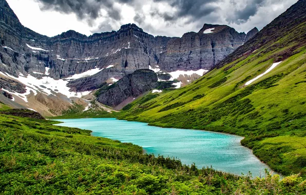 Картинка горы, озеро, скалы, Монтана, США, Glacier National Park
