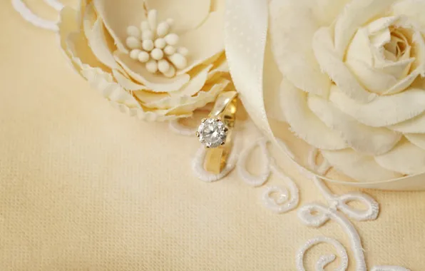 Картинка цветы, кольца, свадьба, flowers, background, ring, soft, wedding, lace