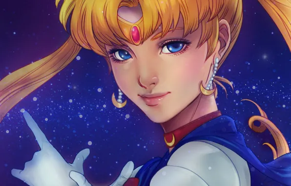 Картинка взгляд, серьги, арт, Sailor Moon, Сейлор Мун