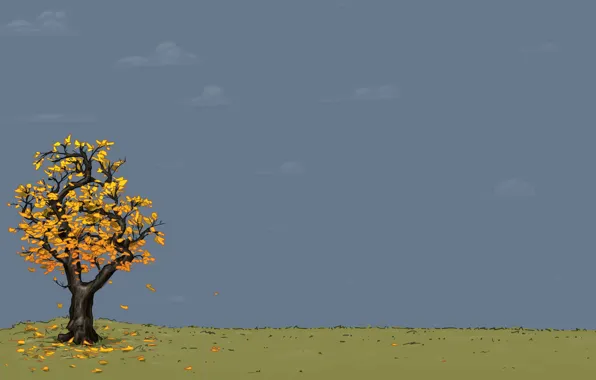 Картинка осень, листья, желтый, дерево, вектор