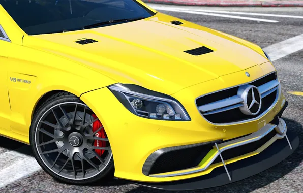 Картинка жёлтый, Mercedes-Benz, AMG, GTA 5, 2015, CLS 6.3