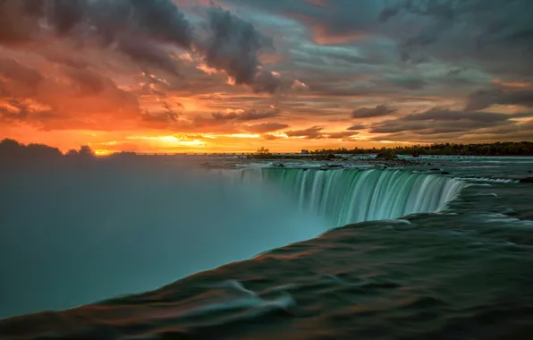 Картинка восход, утро, Канада, Онтарио, река Ниагара