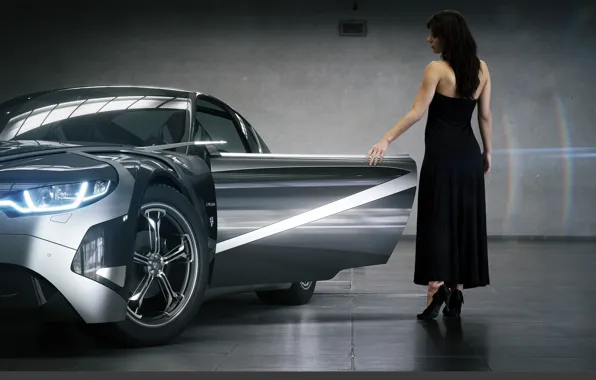 Картинка Carbon, Concept Car, Woman, 3D Car, Everia, Tronatic