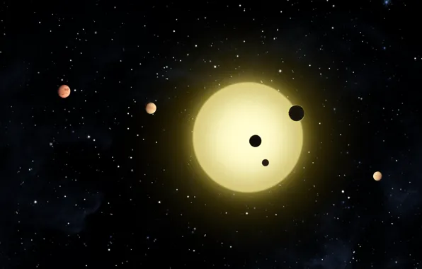 Картинка рисунок, планетная система, экопланеты, exoplanets, Kepler-11
