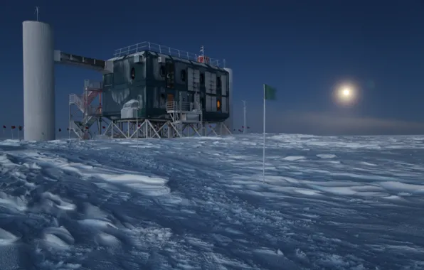 Картинка холод, ночь, Антарктика, Cube, обсерватория, Observatory, Neutrino