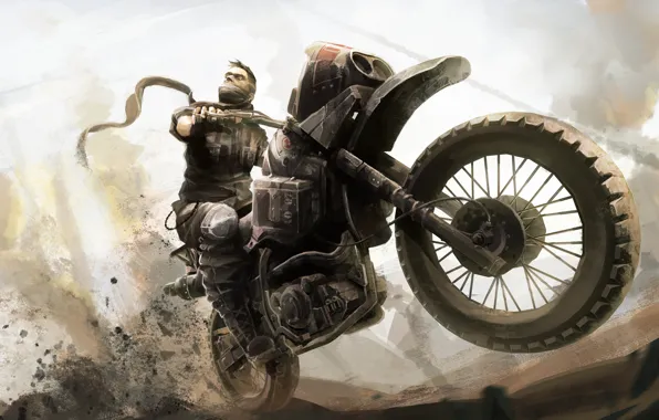 Картинка песок, мотоцикл, байкер, bike