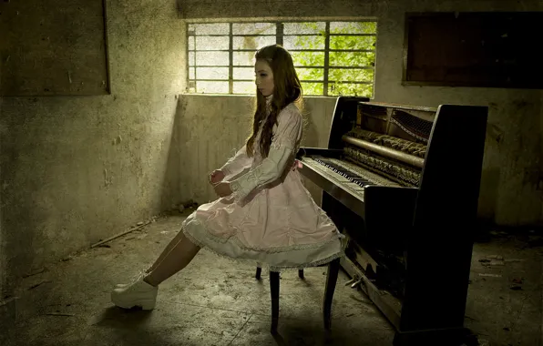 Картинка девушка, музыка, пианино