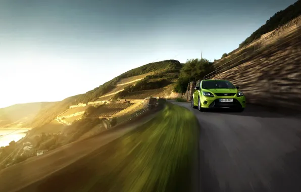 Картинка дорога, форд, в движении, Ford Focus RS