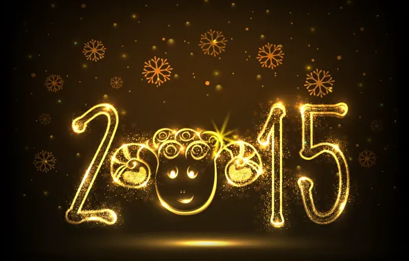 Картинка golden, New Year, Happy, С Новым Годом, 2015