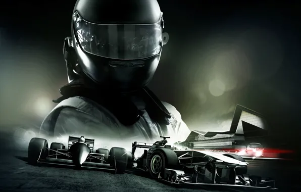 Картинка машина, трасса, шлем, трек, гонщик, болиды, Codemasters Racing Studios, F1 2013