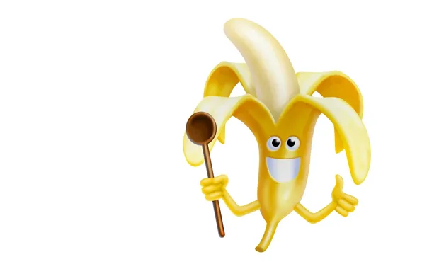 Картинка арт, ложка, банан, детская