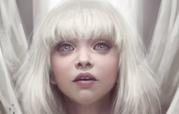 Картинка глаза, взгляд, девушка, белые волосы, art, Maddie Ziegler, Sia