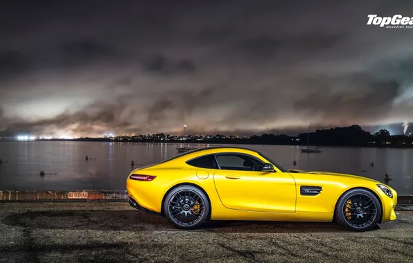 Картинка Mercedes-Benz, Top Gear, AMG, Yellow, Side, Supercar, 2015