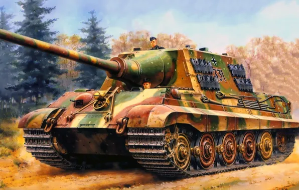 Картинка рисунок, арт, САУ, Jagdtiger, Sd.Kfz.186, германская самоходная артиллерийская установка, Ягдтигр, Panzerjäger Tiger