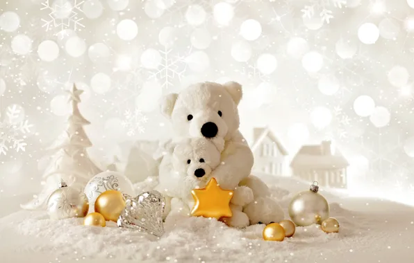 Картинка зима, снег, игрушки, Новый Год, Рождество, Christmas, winter, snow, decoration, Merry