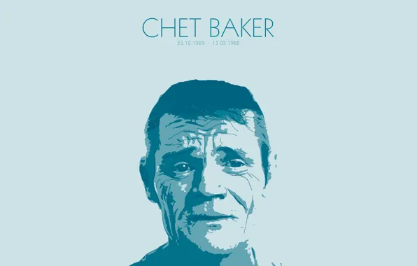 Картинка jazz, author, painting, portrait, trumpet, chet, minimlasim, Chet Baker, baker, kanni, kanni.pro