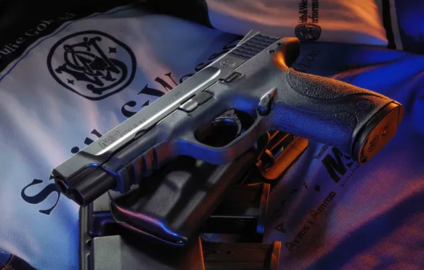 Картинка пистолет, кобура, обоймы, Smith &amp; Wesson, полуавтоматический, M&amp;P