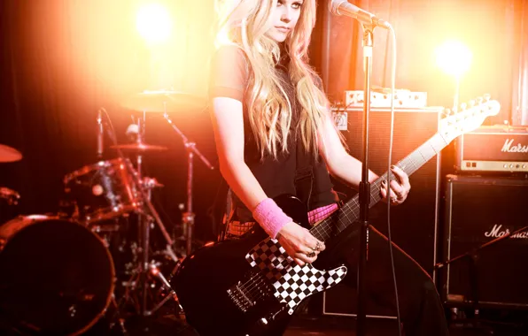 Картинка гитара, блондинка, Avril Lavigne, аврил лавин