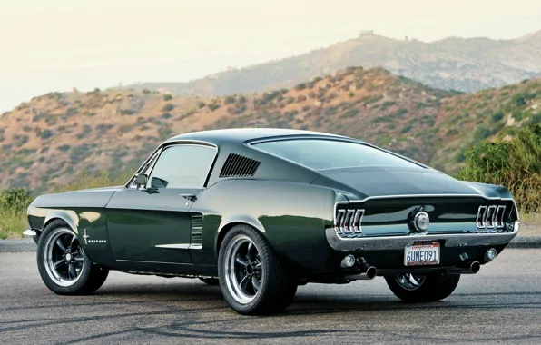 Картинка Mustang, Ford, Дорога, Пустыня, Холмы, 1967, Fastback